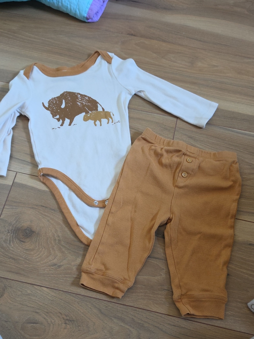Kids Two-Piece Matching Set in Tan and Cream